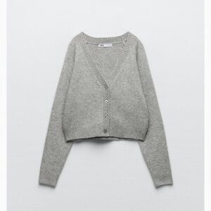 Cropped Gray Zara Cardigan Sweater NWOT